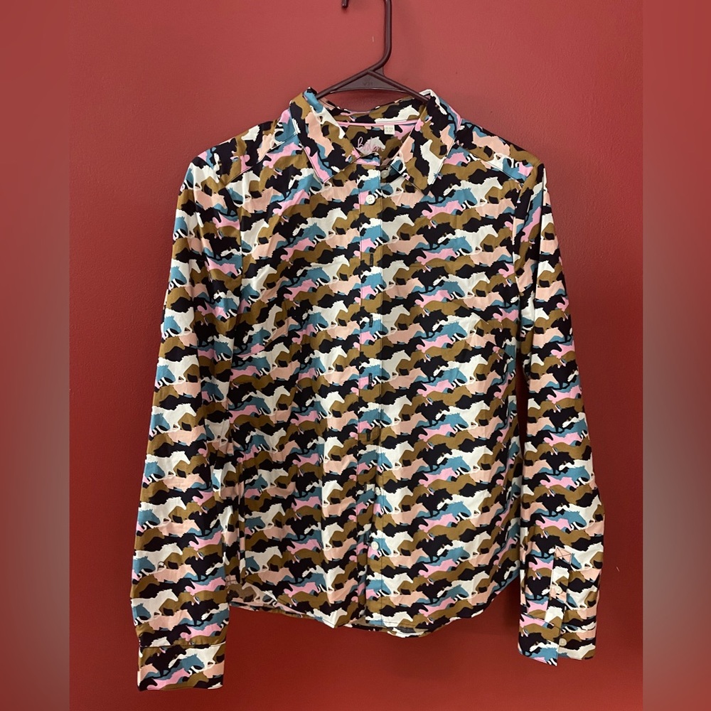 Boden horse print shirt. BNWOT. Size 6. Pristine.